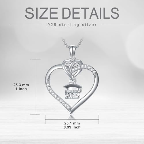 Graduation Gifts for Women 925 Sterling Silver Compass/Graduation/Vet/Cross/Stethoscope Necklace for Women - color: Graduation-Happy
