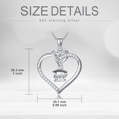 Graduation Gifts for Women 925 Sterling Silver Compass/Graduation/Vet/Cross/Stethoscope Necklace for Women - color: Graduation-Happy