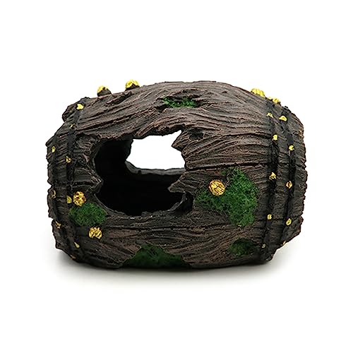 Aquariums BarrelHouse Underwater Decorations Fish Tanks Ornament Shelter Cave Hideaway House for Freshwater Saltwater - size: Small