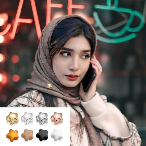 8 Pcs Five-Pointed Star Strong Hijab Magnets Pins, Multi-Use No-Snag Veil Weights Pinless Brooch Hijab Pins for Women Clothing Scarf, fdgdyhteu4465456