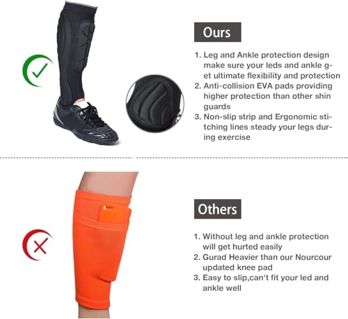 Soccer Shin Guards, Soccer Protective Gear with Calf and Ankle Pads, Shin Guard Pads for Youth and Adult - color: Black, size: Medium