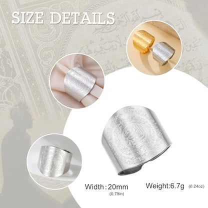 Dreamtimes Islamic Ayatul Kursi Ring for Women Men Muslim Quran Allah Rings Ayatul Kursi Arabic Calligraphy Adjustable Open Ring for Men Islam Eid Ramadan Gifts - style: Silver-1