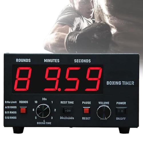 Professional Gym Timer, Big Screen Boxing Interval Timer, Adjustable Sound/Training Time/Cycle Repetitions, Muay Thai Training Timer for Boxing, Muay Thai, Fighting, Taekwondo, Karate Red