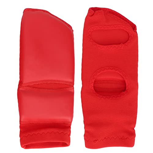Boxing Foot Protector for Adults, Taekwondo Foot Gear, Non Slip Impact Ankle Protection Pads with Foam Liner, Red Unisex Training Foot Protector for Martial (S)