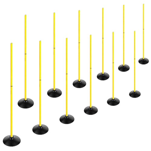 TNZMART 4.9FT Training Agility Poles Set Detachable Soccer Training Sticks Slalom Poles with 10 Disc Cones and Speed Ladder