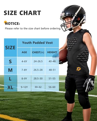 Youth Padded Compression Shirt Vest Rib Chest Protector Football Baseball - color: Black-white, size: X-Large