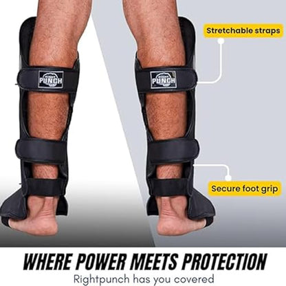 PU Leather Shin Guards for Kickboxing, MMA, Muay Thai Training, Protective Shin Pads - color: Black\Silver, size: X-Large