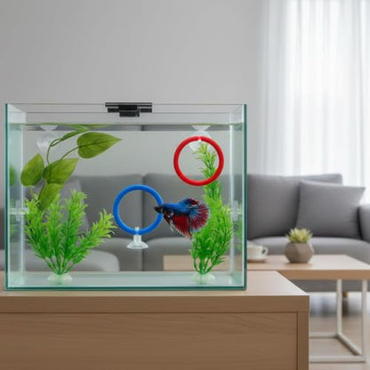 7 Piece Betta Fish Tank Accessories and Toys, Betta Enrichment Set with Exercise Rings and Plants, Mental Stimulation and Stress Reduction for Betta Fish, Betta Toys