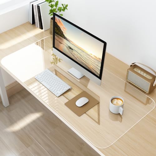 NATRKE Clear Desk Mat Pad, 35.4" X 15.7" Large Transparent Desk Protector, 1.5mm PVC Waterproof Non-Slip Writing Desk Pad Blotter for Desktop Home Office - color: Clear, size: 35.4" x 15.7"