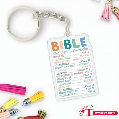 Bible Emergency Numbers Keychains 2 Inches Funny Christian Religious Bible Verse, Keychain for Keys, Handbags, Backpacks, Suitcases, Keyrings, Acrylic Material DIY Accessories Gifts for Friends Mom