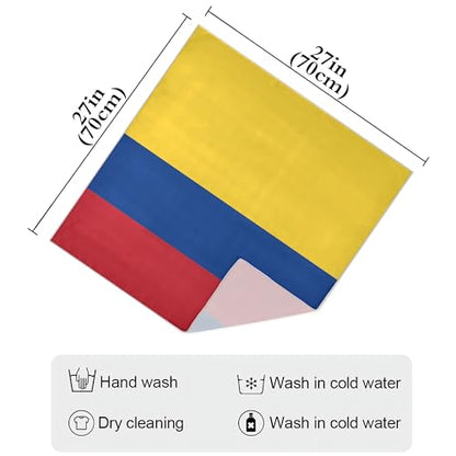 Bandana Square Head Scarf for Women Satin Hair Wrap Fashion Headband 27" - color: Colombian Flag
