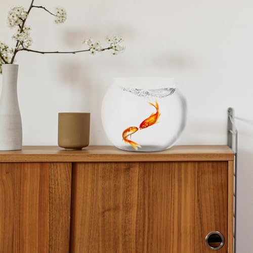 DECHOUS Round Fish Bowl with Stand, 2 Gallon Fish Tank Decor Tabletop Small Fish Bowl Hydroponic Vase Planter Aquarium Desktop Fish Tank for Betta Fish/Goldfish, Plastic Material