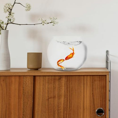 DECHOUS Round Fish Bowl with Stand, 2 Gallon Fish Tank Decor Tabletop Small Fish Bowl Hydroponic Vase Planter Aquarium Desktop Fish Tank for Betta Fish/Goldfish, Plastic Material