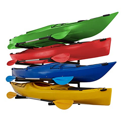 RaxGo Wall Kayak Storage Rack, Heavy Duty Wall Mounted Garage Kayak Storage Hooks for Kayaks, SUP, Canoe & Paddleboard, For Indoor, Outdoor, Garage, Adjustable Arms - Universal design