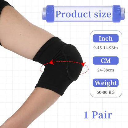 1 Pair Elbow Pads, Breathable Arm Brace Pads Anti-Collision Elbow Protector Strap Support Fitness Volleyball Basketball Tennis Golfers Arm Protector with Padded for Men and Women Elderly (Black, S)