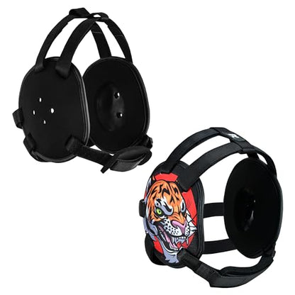 ROAR-INT Kid's Ear Guard BJJ Grappling Head Guard Adjustable Wrestling Headgear for Boys and Girls Earguard MMA Jiu Jitsu (Tiger/Black (2Pcs)) - color: Tiger/Black (2pcs)
