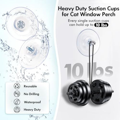 AMOSIJOY 4 Pack Cat Window Perch Strong Replacement Suction Cups with Screw | Extra Strong Adhesive, Reusable and Removable, Suitable for Cordless & Foldable Cat window perch