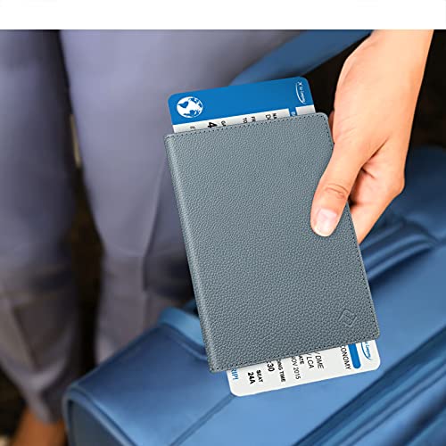 FINTIE Passport Holder, Slim Travel Wallet RFID Blocking Card Case Cover - color: Cloudy Blue
