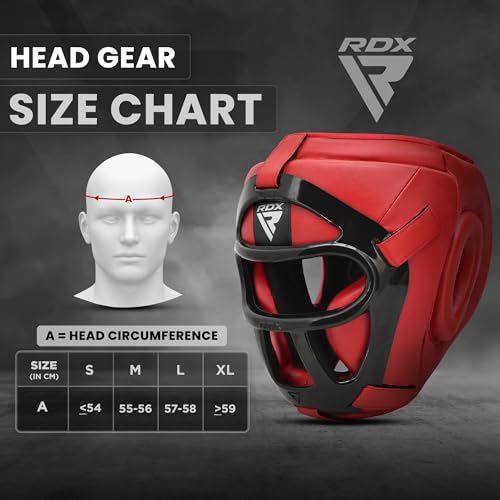 RDX Boxing Headgear MMA Muay Thai, Removable Face Grill, Head Gear for Sparring Grappling Martial Arts Kickboxing Taekwondo Karate BJJ Training - color: Red, size: X-Large