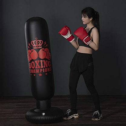 PVC Heavy Training Boxing Bag with Tumbler Design, 63 Inch Tall Inflatable Punching Bag for Adults and Kids for Home Gym Outdoor Exercise