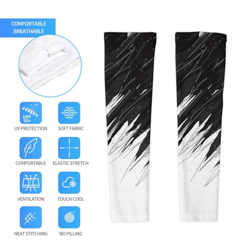 Purple Cooling Arm Sleeves for Men & Women – Breathable, Sun Protection, Sports Arm Sleeves for Women, Men & Youth - color: Black White Graffiti