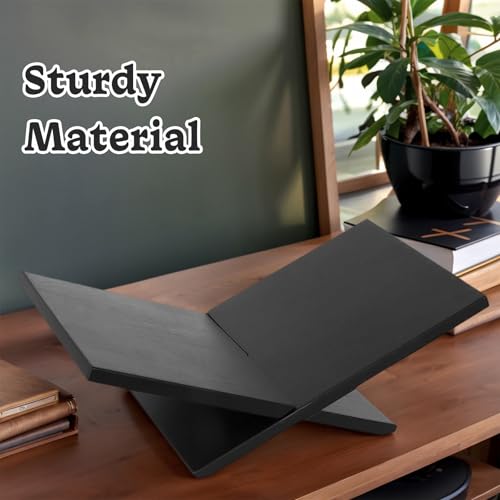 Open Display Book Stand, Solid Wooden Large Book Holder for Reading, Bible Stand, Book Opener Holder for Recipe, Quran, Art Book, Magazine, Textbook (Black)