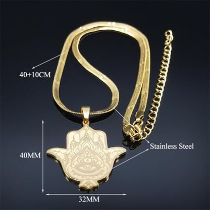 choker necklace，Hand Turkish Eye Lotus Necklace for Women Men Gold Color Egypt Amulet Islam Chain Arabic Jewelry