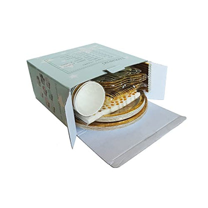 200pcs Solid Gold Party Supplies - Gold Paper Plates & Napkins, Silverware, Serves 25 Sets for Wedding, Bridal Shower, Engagement, Birthday Parties - color: Gold