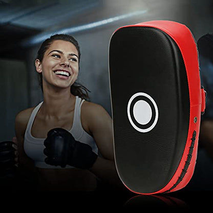 Muay Thai Kick Pad, Curved Shock Absorbing Strike Target for Boxing MMA Training PU Leather Red 36 x 19 x 9 cm 1 Pc