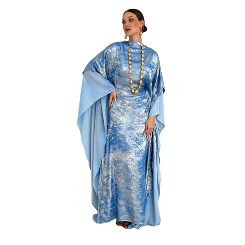 Kaftan Abaya Dubai Style Abaya Daily Smooth Flowy Muslim Dress Women Clothes - color: Blue
