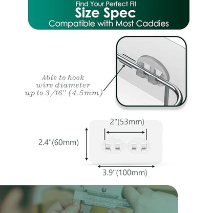 Sponge Holder Adhesive Replacement Hooks, Soap Dish Adhesive Strips, Toothbrush Holders Sticker, Kitchen Sink Caddy Adhesive Hooks, Shower Wall Mounts Tape Sticky Pads Clear Clips 4 Pack - color: Transparent 2 Hooks 3 15/16"