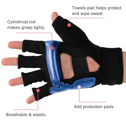 FitsT4 Sports Half Mitts MMA UFC Training Boxing Punch Bag Martial Arts Gloves - color: Blue, size: Medium