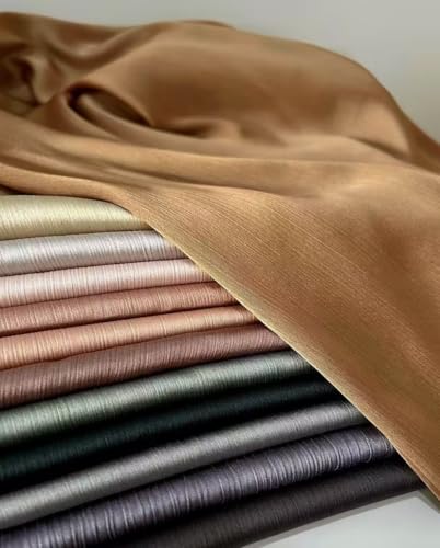 Luxury Silky Satin Hijab for Women, Shimmer Crinkle Muslim Head Scarf, Graceful Feminine Charm - color: Light Brown