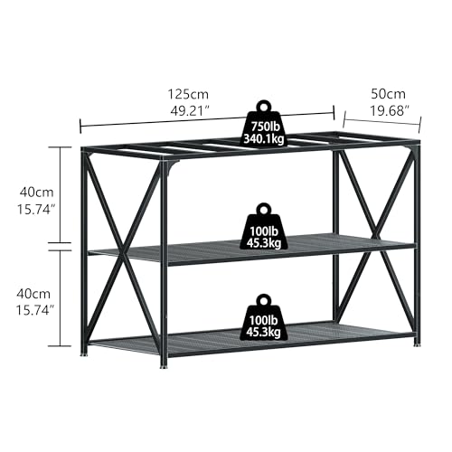 55-75 Gallon Fish Tank Stand, 49.2 x 19.7x 31.5 Inch,Industrial Aquarium Stand with Power Outlet and Switch, Turtle Tank, Reptile Terrariums and Breeder Tank Stand, Black