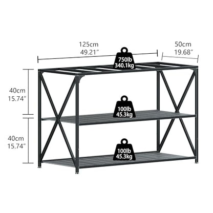 55-75 Gallon Fish Tank Stand, 49.2 x 19.7x 31.5 Inch,Industrial Aquarium Stand with Power Outlet and Switch, Turtle Tank, Reptile Terrariums and Breeder Tank Stand, Black