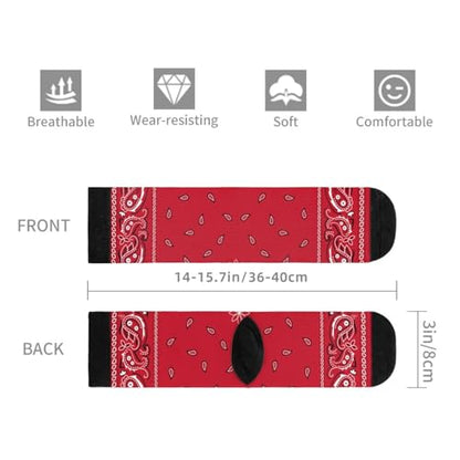 Cute Goldendoodle Unisex Funny Novelty Socks, Funky Crazy Cool Crew Dress Socks - color: Red Bandana Colorful Paisley Bandanna