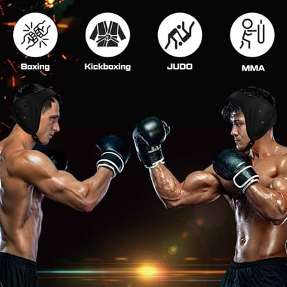 Jerify 6 Pcs Wrestling Headgear for Kids Youth Soft Grappling Headgear Wrestling Adjustable Wrestling Ear Guard Protective, Black