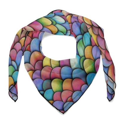 Women’s Square Scarf 27"x27", Lightweight Chiffon Satin Feel Fashion Scarf for Neck Hair Band Head Wrap Bag Accessory - color: Colorful Scales