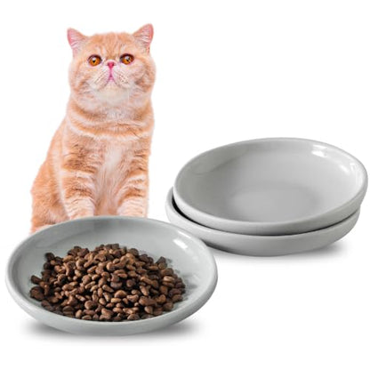 3 PCS Ceramic Cat Bowls, 5.5 in Pet Food Bowl Cat Dishes for Food and Water, Small Dog Dish(Grey) - color: Grey