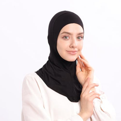 Modal Jersey Muslim Amira Instant Hijab Scarf for Women Jersey Hijab Undercaps - color: Black+red