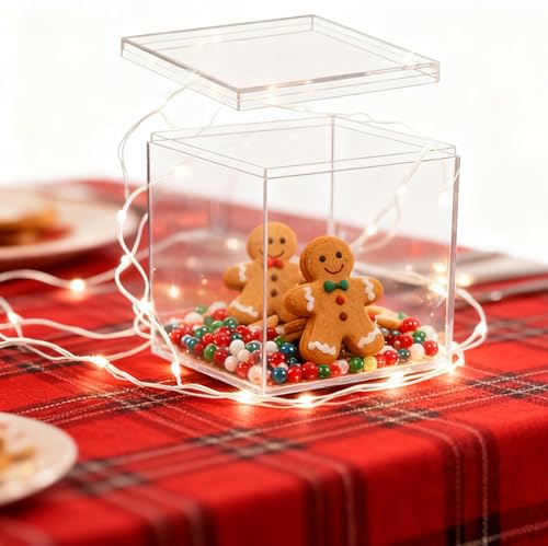 Acrylic Box Clear Candy Boxes with Lids Acrylic Display Boxes for Weddings Party Favors Plastic Storage Square Cube Boxes - size: 2.2 x 2.2 x 2.2 Inch
