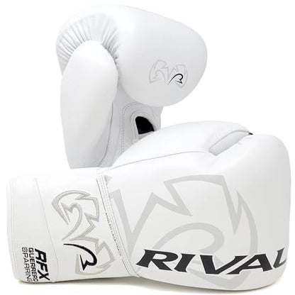RIVAL Boxing RFX-Guerrero SF-H Lace-Up Sparring Gloves, Quilted Horsehair Padding, Laminated with a Low-Density Foam - color: White, size: 20 oz.