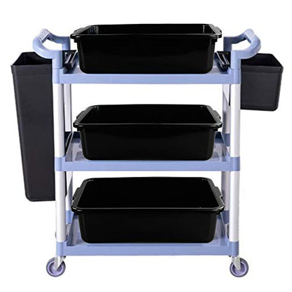 Teyyvn 13 L Plastic Bus Box, Commercial Wash Basin Tote Box, 4-Pack, Black - color: black, size: 13 L