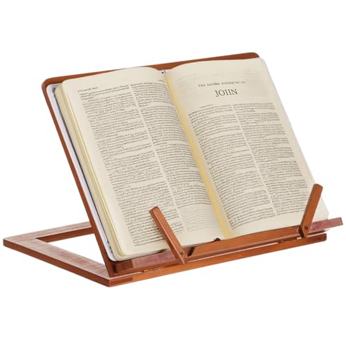 Adjustable Wooden Bible Stand, Foldable Reading Stand, Collapsible Book Holder, Cookbook Display Easel, Wood Missal Stand for Tablets, Music Scores, Laptops