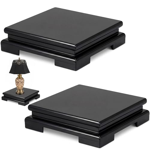 2 Pcs Square Wooden Display Stand Wood Vase Display Base Black Pedestal Stand Square Vase Riser for Vases Teapot Trophy Collectibles Aquarium Lamp Home Decoration(7.9 x 7.9 x 2 Inch) - color: Black, size: 7.9 x 7.9 x 2 Inch