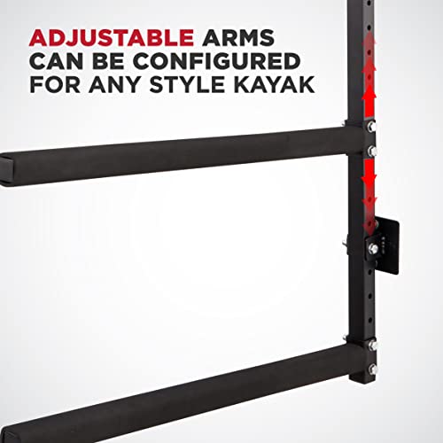 RaxGo Wall Kayak Storage Rack, Heavy Duty Wall Mounted Garage Kayak Storage Hooks for Kayaks, SUP, Canoe & Paddleboard, For Indoor, Outdoor, Garage, Adjustable Arms - Universal design