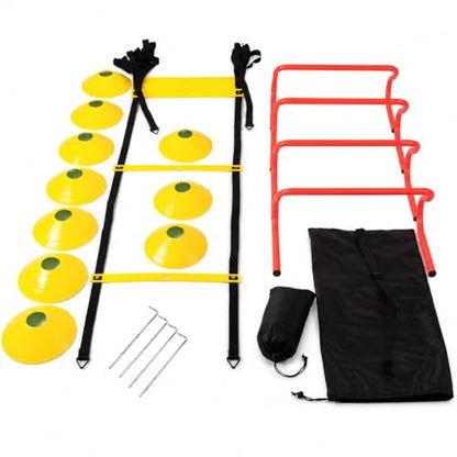 Agility Ladder Speed Training Kit, Soccer Training Equipment Set, PP Rung Agility Ladder Synthetic Disc Cones with Storage Bag - style: training set type a Training S