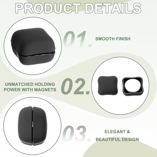 Hijab Magnetic Pins, Strong Hijab Pins Square Magnetic Buttons Pinless Headscarf Clips - Fitting for (Clothing - Dress - Scarf - Women) 12 Pack & 0.4 in & Black - color: Black