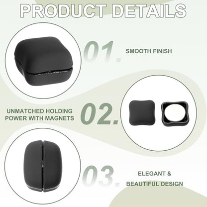 Hijab Magnetic Pins, Strong Hijab Pins Square Magnetic Buttons Pinless Headscarf Clips - Fitting for (Clothing - Dress - Scarf - Women) 12 Pack & 0.4 in & Black - color: Black