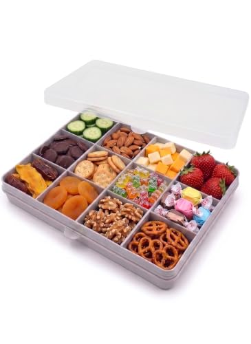 melii Snackle Box |12-Compartment Snack Container with Removable Dividers, BPA-Free Food Storage for Travel, School & On-the-Go Snacks, Kids & Family Organizer (Grey) - color: Grey